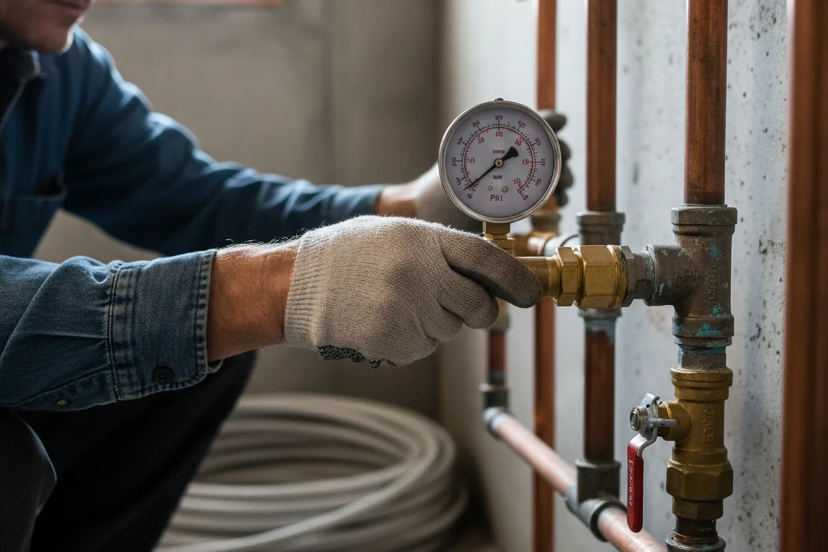 Pressure testing a repaired line during Water Line Repair in Temecula